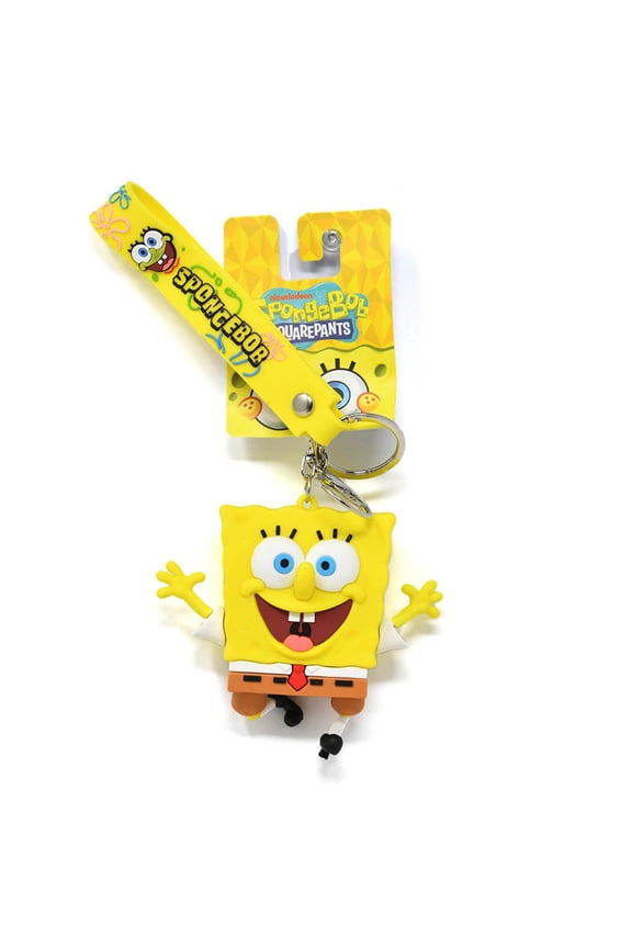 Sponge Bob 3D Molded Rubber Keychain with Wrist Strap