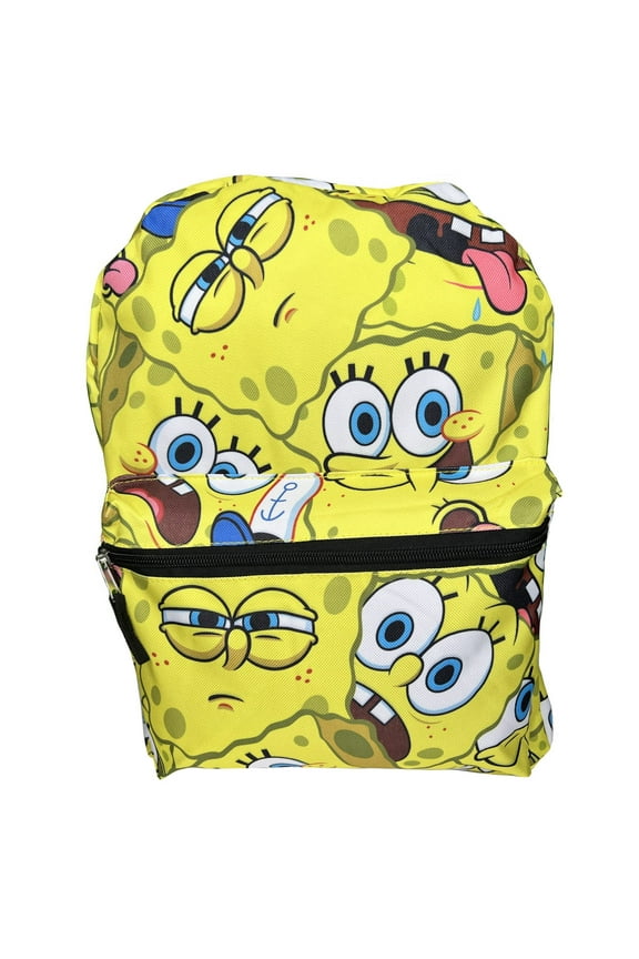 Sponge Bob All Over Print Nylon School Backpack 16" Bookbag for Girls & Boys