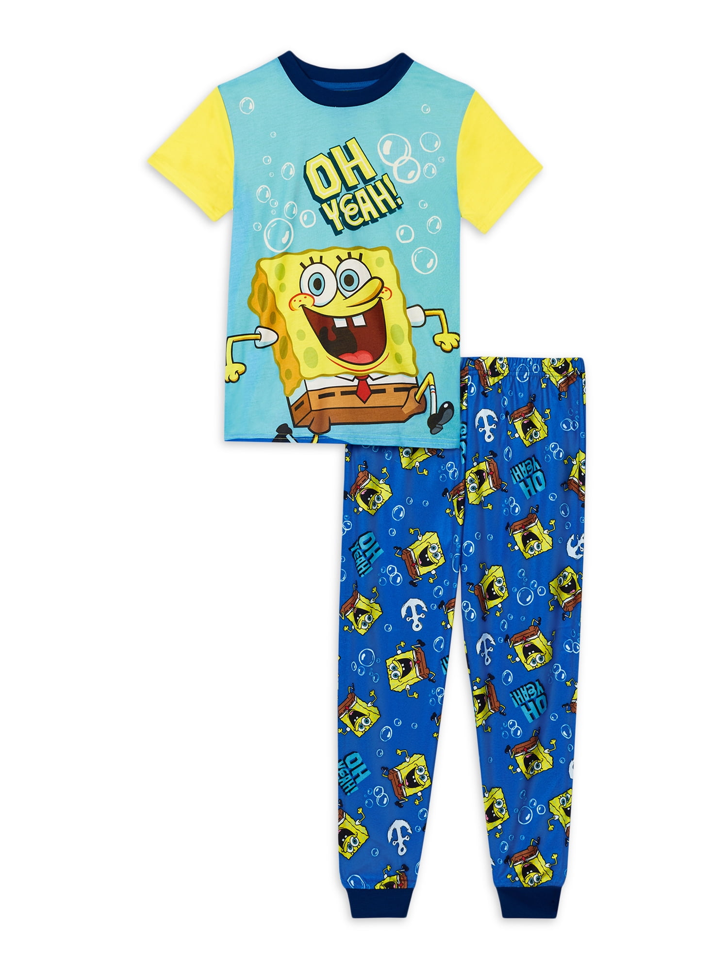 Sponge Bob Boys Short Sleeve Pajamas Set, Sizes 4-12 - Walmart.com