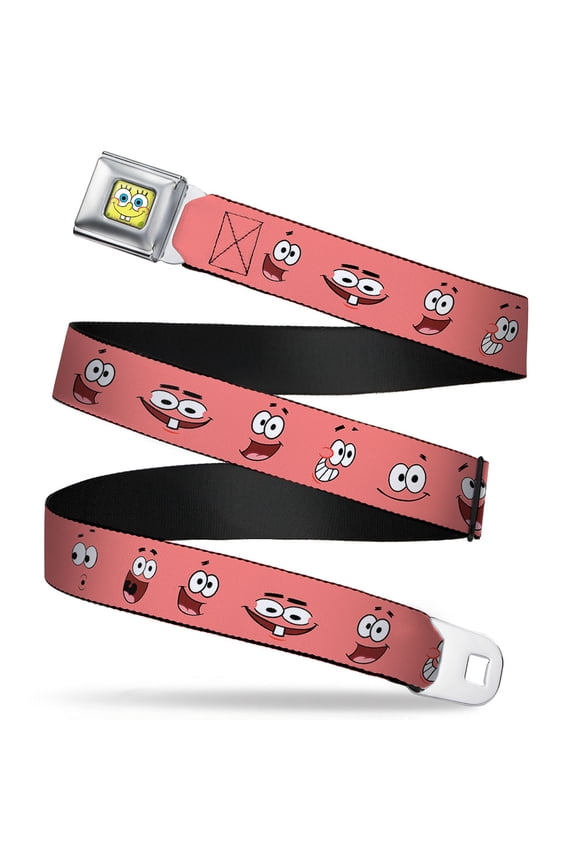 Sponge Bob Face Close Up Patrick Starfish Expressions Pink Webbing Seatbelt Seatbelt Belt Standard