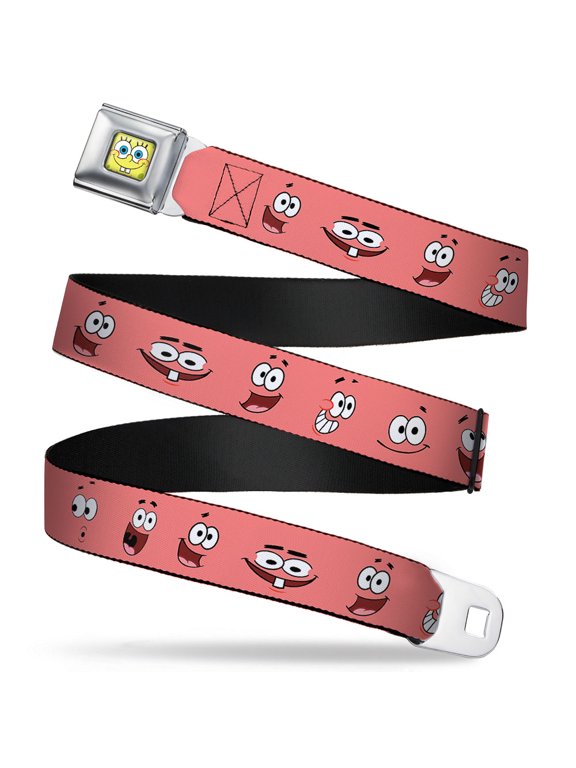 Sponge Bob Face Close Up Patrick Starfish Expressions Pink Webbing Seatbelt Seatbelt Belt Standard