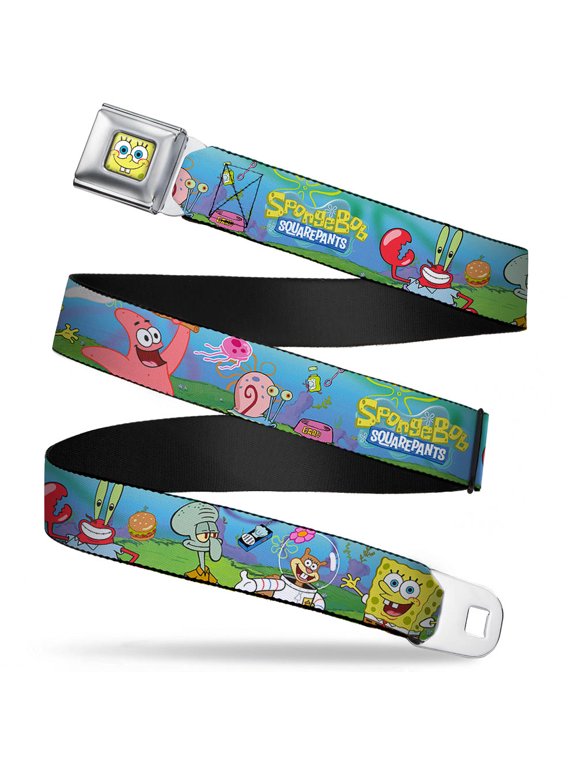 Sponge Bob Face Close Up Sponge Bob And Friends Logo Webbing Seatbelt Belt Seatbelt Belt Standard