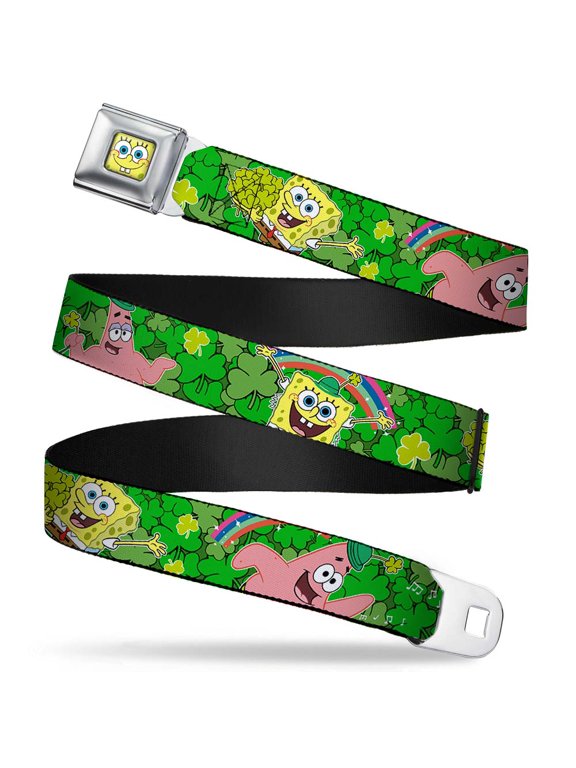 Sponge Bob Face Close Up Sponge Bob & Patrick Starfish St. Patrick's Day Seatbelt Belt Standard