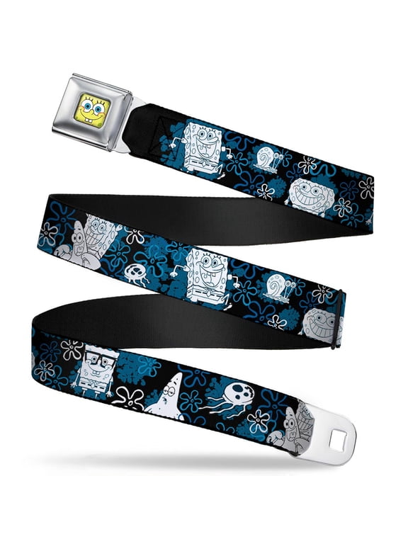 Sponge Bob Face Close Up SpongeBob, Patrick Starfish & Gary The Snail Seatbelt Belt Standard