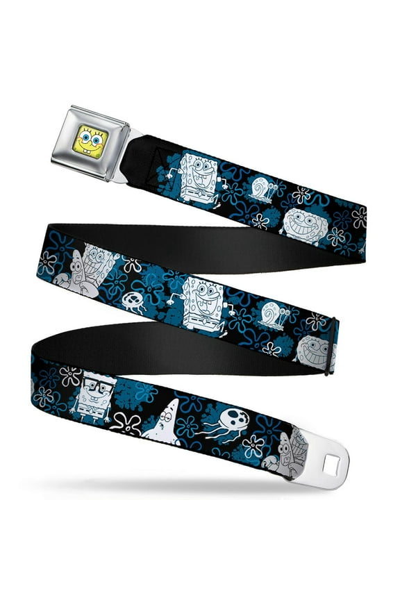 Sponge Bob Face Close Up SpongeBob, Patrick Starfish & Gary The Snail Seatbelt Belt Standard