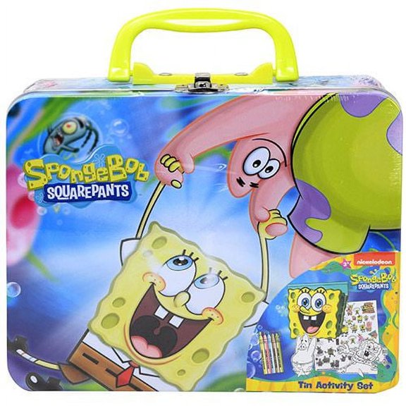 Sponge Bob Rectangle Tin with Stationery Plus Coloring Book Set