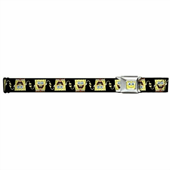 Sponge Bob Squarepants Seatbelt Belt - Sponge Bob 3-D Pose Flip Black