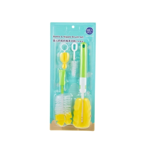 Sponge Bottle Cleaning Brush, Soft Scrubber for Narrow Neck Bottles Hydro Flasks and Baby Nursing Bottles, Multi-Purpose Household Kitchen Cleaning Tool, 2 Piece Set, Green