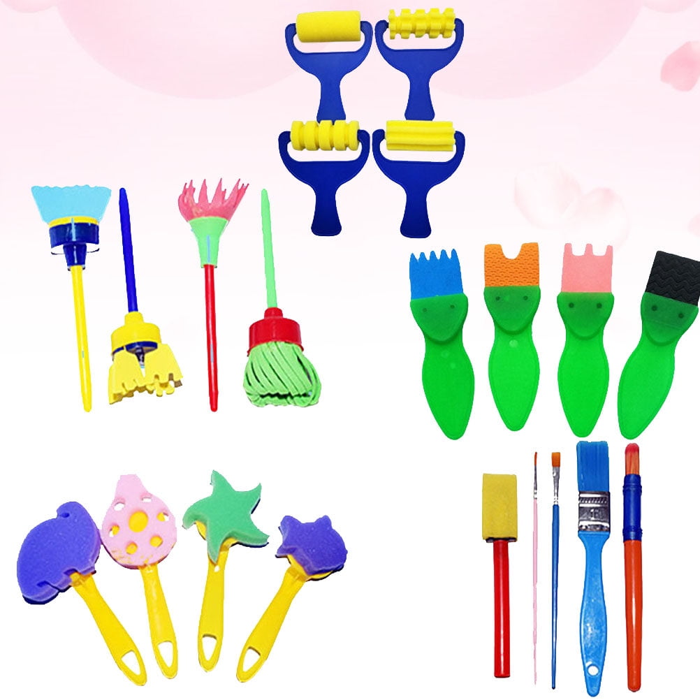 Sponge Brushes Kids Brush Roller Drawingpainting Craft Kit Letter Staining Xmas Favor Party