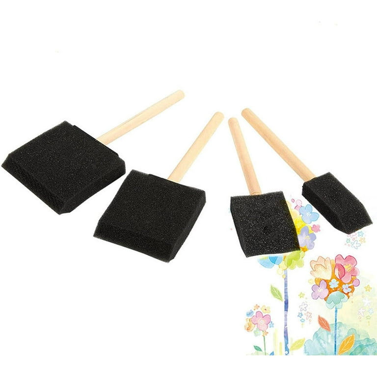 Sponge Brushes for Painting, Foam Paint Brushes Sponge Paint Brush - Wood  Handles Sponge Foam Brush Painting Foam Brush Tool in Black for Acrylics,  Art, Varnishes, Crafts, Stains 