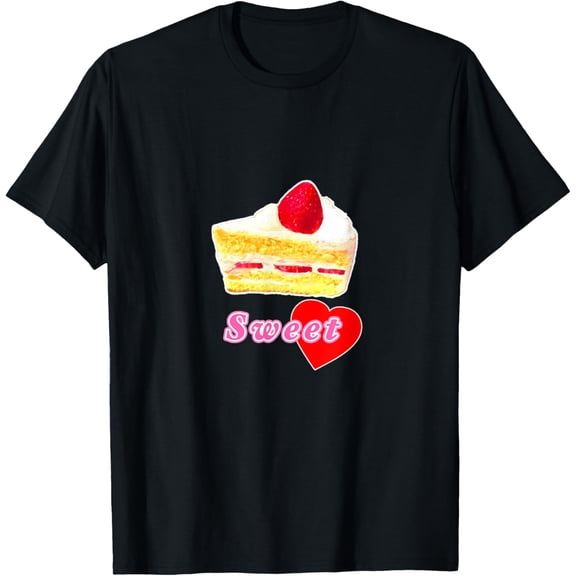 Sponge Cake - Sweets Strawberry Cream Cake T-Shirt men and women can wear, black, white, gifts