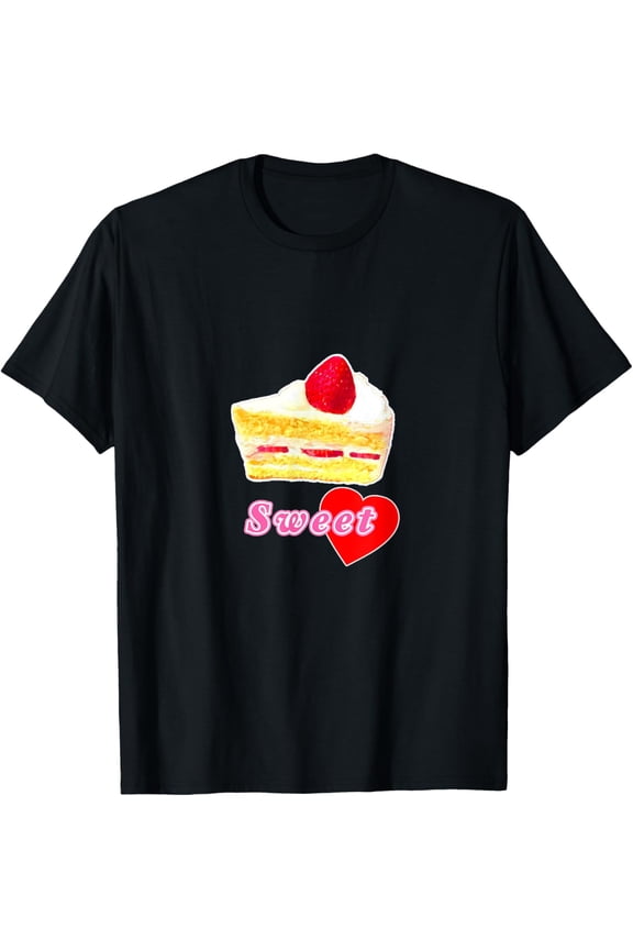 Sponge Cake - Sweets Strawberry Cream Cake T-Shirt men and women can wear, black, white, gifts