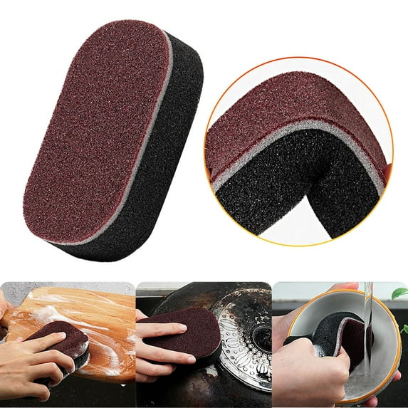 Sponge Cleaning Brushes, Sponge Kitchen Household Removal Brush Pot Artifact Wipe Pot Bottom Black Stain Cleaning Sponge Brush, A2-1pc