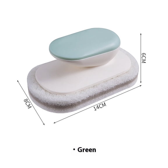 Sponge Cleaning Countertop Brush, Kitchen Sponge Bathtub Pool Scrub Brush Strong Scouring Dish Washing Cleaning Brush with Handle for Grout Tile Shower and Sink Cleaning (Green)