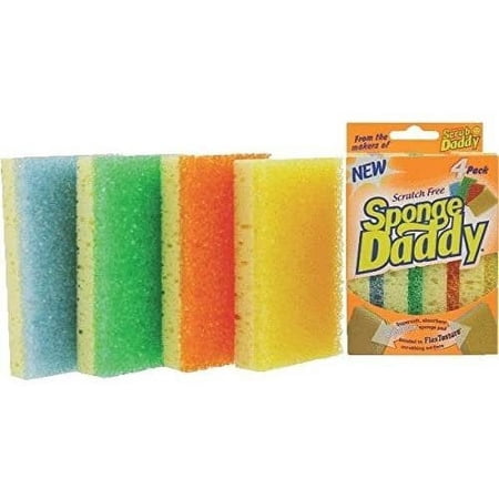 Scrub Daddy Sponge Daddy - Scratch-Free Multipurpose Kitchen & Dish Sponge - BPA Free & Made with Polymer Foam - Stain & Odor Resistant (4 Count)