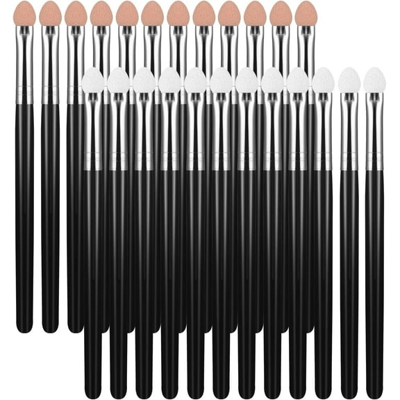 Sponge Eye Makeup Brushes 24 Pieces Black Double Sided Eyeshadow Applicators Wand Shadow Brush Applicator Tool Set for Women Girls