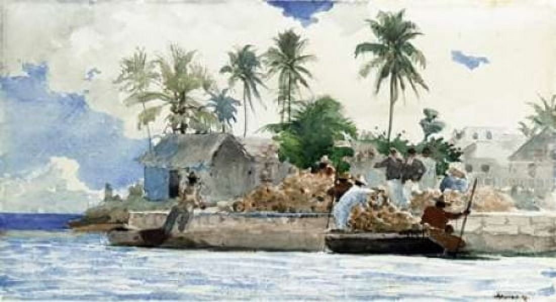 Sponge Fishermen Bahamas Canvas Art - Winslow Homer (24 x 48)
