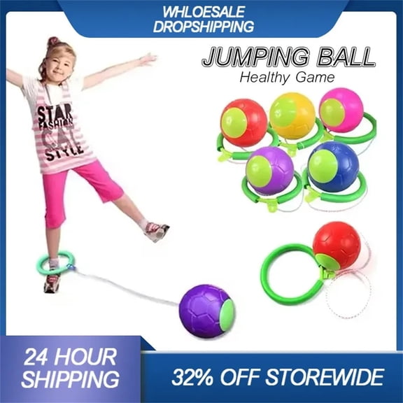 Sponge Fitness Swing Foot Ball, Plastic Handle Skipping Jump Ball for Kids Physical Exercise and Outdoor Play (Random Color)