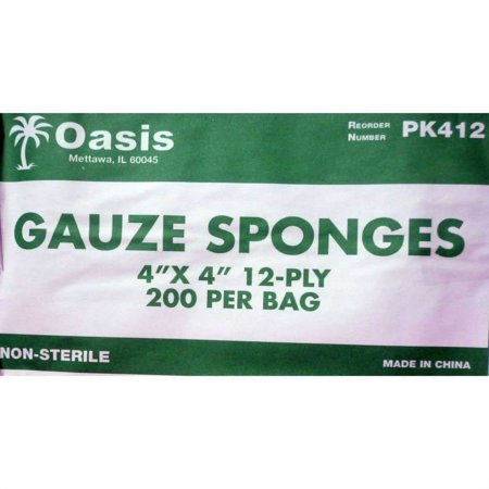 Sponge Gauze, 12-Ply, 4" x 4", Non-Sterile, 2000/CASE