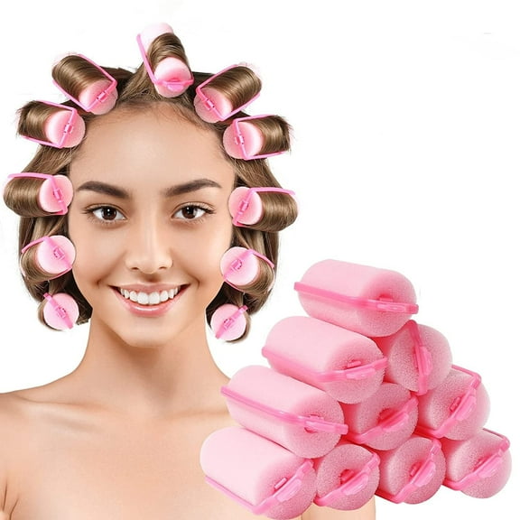 Sponge Hair Rollers, 18 Pieces Foam Hair Roller Sleeping Hair Curlers Flexible Hair Styling Curlers Sponge Curlers for Hairdressing Styling (Happon, Pink)