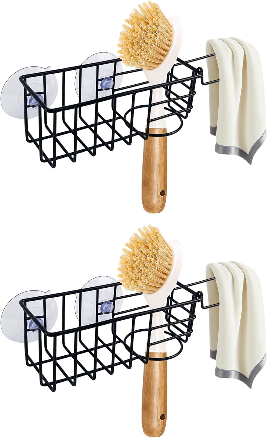 Porta Spugne Lavello 2 In 1 TESOT | In Acciaio Inox SUS304 Con Ventose, Senza Fori