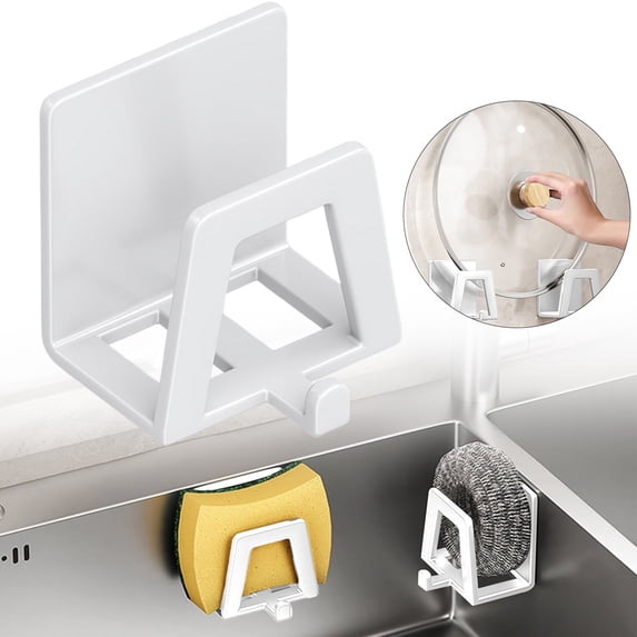 Sponge Holder No Drilling,Stainless Steel Sink Caddy with Hook for Scrubber,Dishcloth and Dishrag,Adhesive Sink Sponge Holder for Kitchen,Sink Caddy,sink organizer,C,1PC