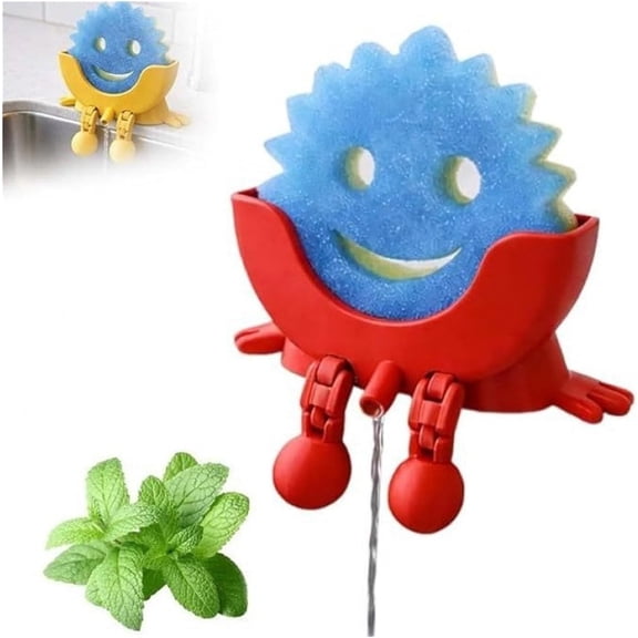 Sponge Holder, Holder For Sink, Scrub Holder, Funny Sponge Stand For Kitchen Sink, 3D Printing Countertop Sponge Holders With Drainage, Without Sponge (Red)