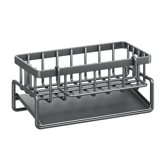 Sponge Holder Kitchen Sink Caddy Organizer Rustproof Stainless Steel Dish Drying Rack With Auto Draining Tray 9X3.9X3.5 Inch