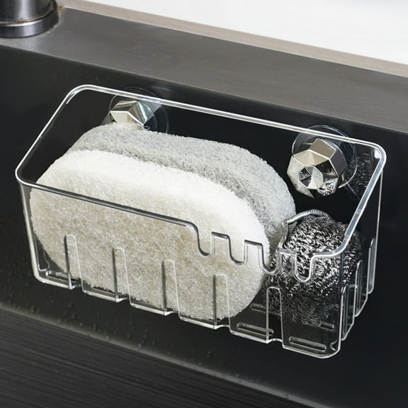 Sponge Holder For Kitchen Sink, Movable Kitchen Sink Caddy With Hook Plastic Hanging Sponge Caddy Organizer For Sponge Brush Sink Stopper Storage Suitable For Household Cleaning And Daily Use