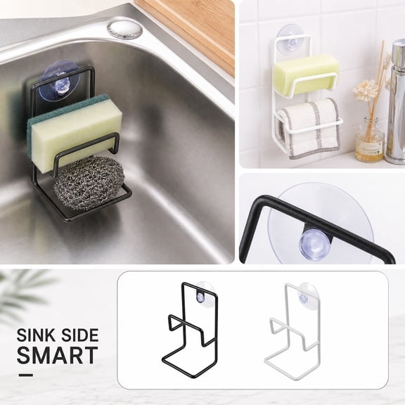 Sponge Holder Kitchen Sink Organizer Rack Suction Cup Drain Rack for Storage Soap Sponge Rag Sink Plugs Punch-Free Drain Rack for Kitchen Sink Storage Sponge Corner