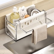 Sponge Holder for Kitchen Sink, Sink Caddy Organizer , Kitchen Countertop Organizers and Storage Essentials, Rustproof 304 Stainless Steel, Soap Dispenser Organize White
