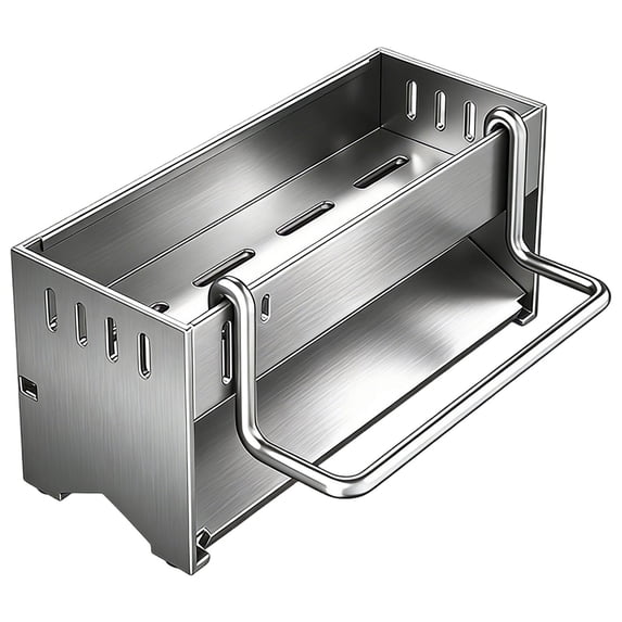 Sponge Holder for Kitchen Sink, Space-Saving Sink Caddy with Brush Holder, Kitchen Countertop Organizers and Storage Essentials, Rustproof & Slip Resistant,Slotted Quick-Dry No-Drill,Silver-9.1"