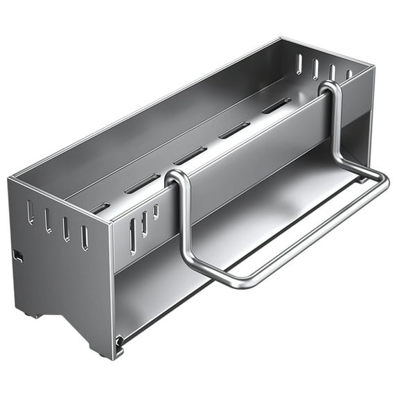 Sponge Holder for Kitchen Sink, Space-Saving Sink Caddy with Brush Holder, Kitchen Countertop Organizers and Storage Essentials, Rustproof & Slip Resistant,Slotted Quick-Dry No-Drill,Silver-L