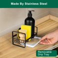 thumbnail image 1 of Sponge Holder for Kitchen Sink- Stainless Steel Kitchen Sink Caddy for Organizing Sponge, Brush & Soap Dish Dispenser, Kitchen Sink Organizer Rack with Adhesive or Counter top, Black, 1 of 7