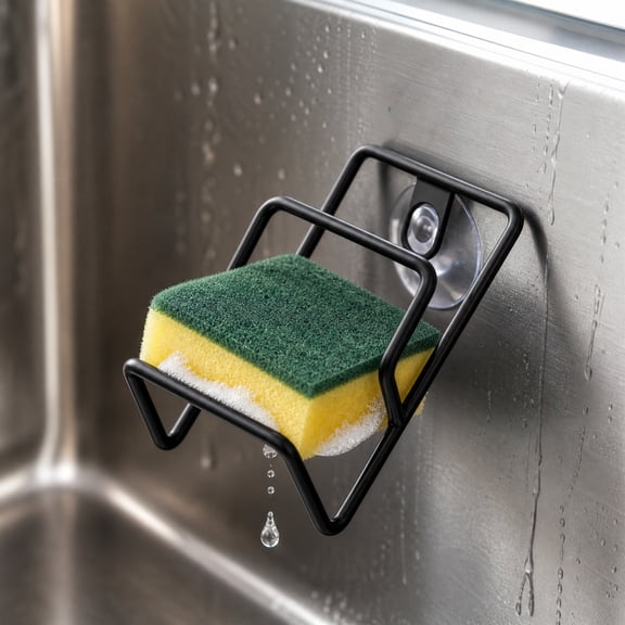 Sponge Holder for Kitchen Sink Suction,Kitchen Sink Sponge Holder,Multifunctional Kitchen Sink Organizer,Sink Caddy,Soap Holder,With Auto Draining Tray