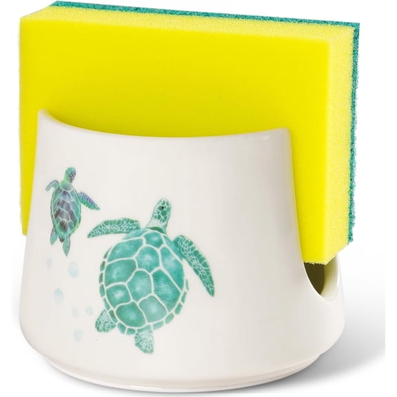 Sponge Holder with Non-Slip  Bottom, Dish Sponge Holder for chen Sink Ceramic Turtle chen Decor chen Sink Sponge Holder Cute Ceramic Sink Sponge Holder (Turtle)