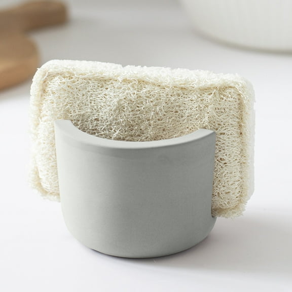 Sponge Holder Sink Caddy - Ceramic Soap Dish Drainer, Kitchen Countertop Organizer, Space-Saving Rack for Cloths and Towels