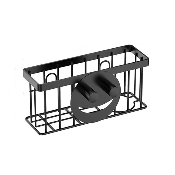 Sponge Holder Smiley Face, Sink Caddy for kitchen Sink, Kitchen Organizer Sponge Holder with 2 PCS Suction Cups/1 PCS Adhesive Strips, Designed for Sponge, Soap, Dish brush, Scrubber-Black.