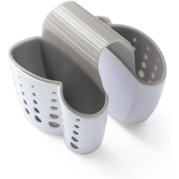 Sponge Holder Soap Holder Plastic Saddle Faucet Caddy for Scrubbers Double Sink (Upgraded)