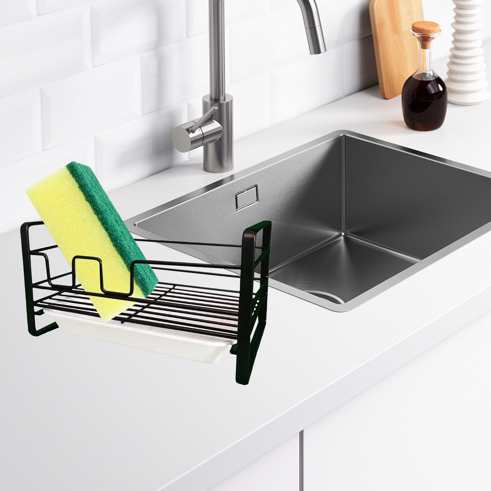 Sponge Holder and Soap Storage Rack, Multipurpose Countertop Organizer ...