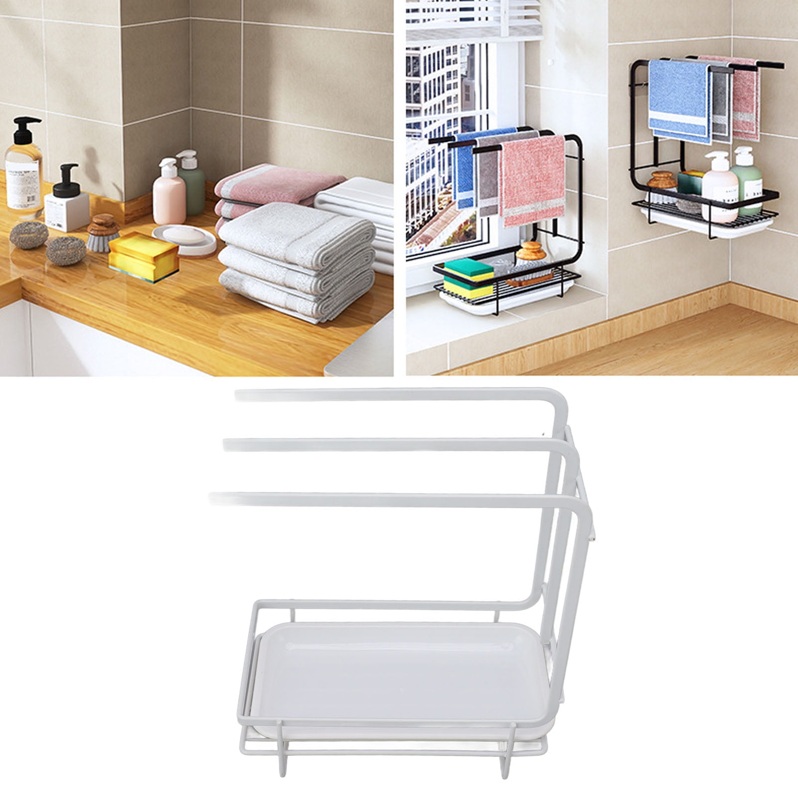 Sponge Holder With Drain Pan Quick Drying Hollow Bottom Rustproof