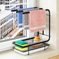 thumbnail image 1 of Sponge Holder for Kitchen Sink, Sink Caddy with Dishcloth Drying Rack and Drain Tray, Black, 1 of 7