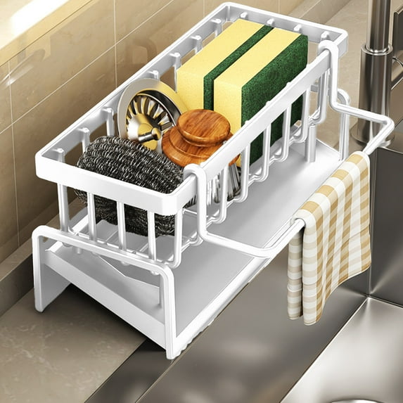 Sponge Holder for Kitchen Sink - Stainless Steel Sink Caddy, Kitchen Sink Organizer, Multi-Functional Sponge Holder for Kitchen
