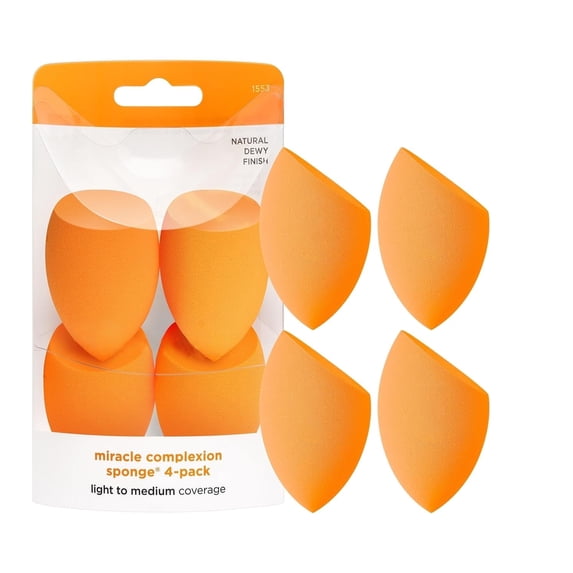 Sponge, Makeup Blender for Cream Foundation, Full Coverage, Streak-Free Professional Makeup Tool, Cruelty Free, Vegan, Latex Free, 4 Count