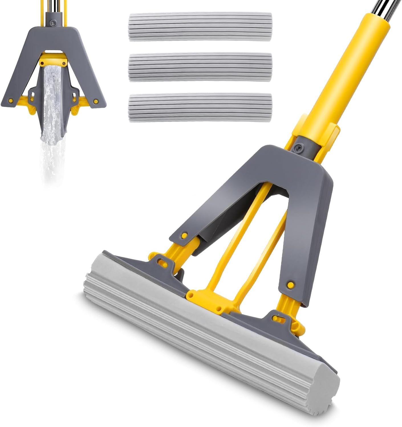 Sponge Mop, Roller Sponge Mop, Self Squeeze Sponge Mop, Stainless Steel