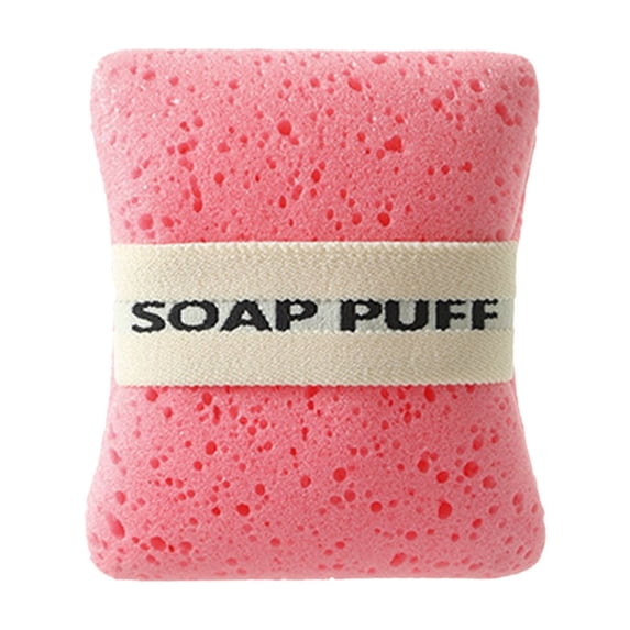 Sponge Soap Bag with Straps,Exfoliating Body Scrubber,Reusable Multi-Purpose Sponge Scrub Pouch for Bathroom,Sensitive Skin Friendly,Gentle Exfoliation and Soap Storage,4.13x4.92 inch (Z1-Pink)
