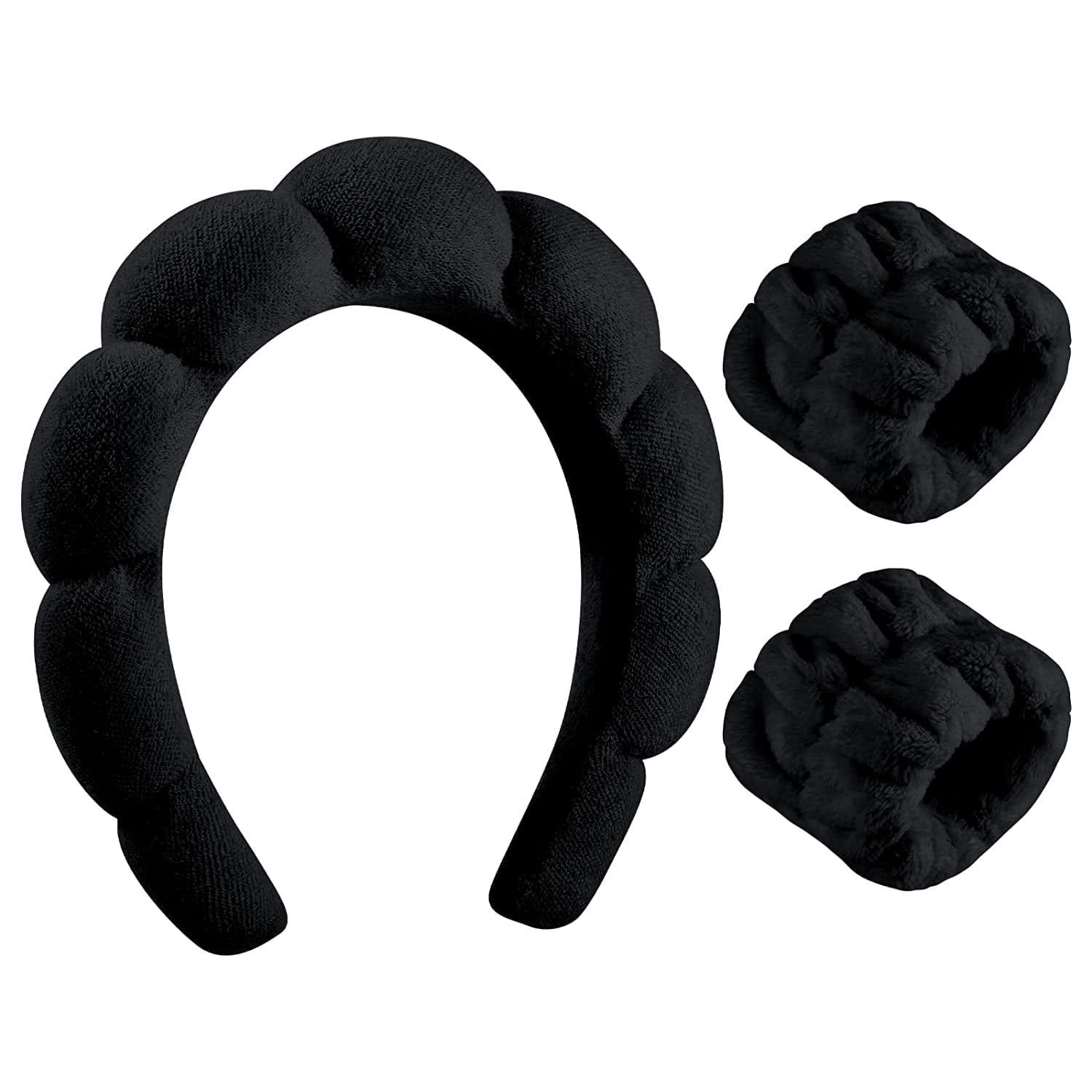 Sponge Spa Headband for Women, Makeup Headband and Wrist Washband Set