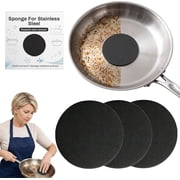 Sponge for Stainless Steel Pans, Steel Sponge Scrubber for Stainless Steel Cookware, Removes Burnt-On Stains, Leaves No Scratches, Durable Kitchen Sponge 3 Pcs