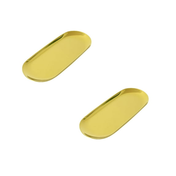 Sponge Tray Stainless Steel Decorative Tray Jewelry Dish Cosmetics Organizer Bathroom Clutter Serving Platter Small Storage Tray Oval