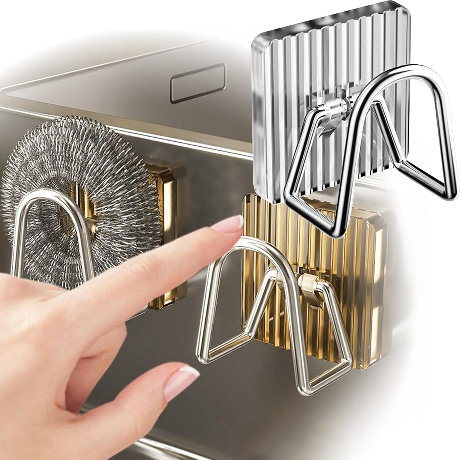 Sponge Wall Shelf Kitchen Sponge Holder Hook Sponge Organizer Drain ...